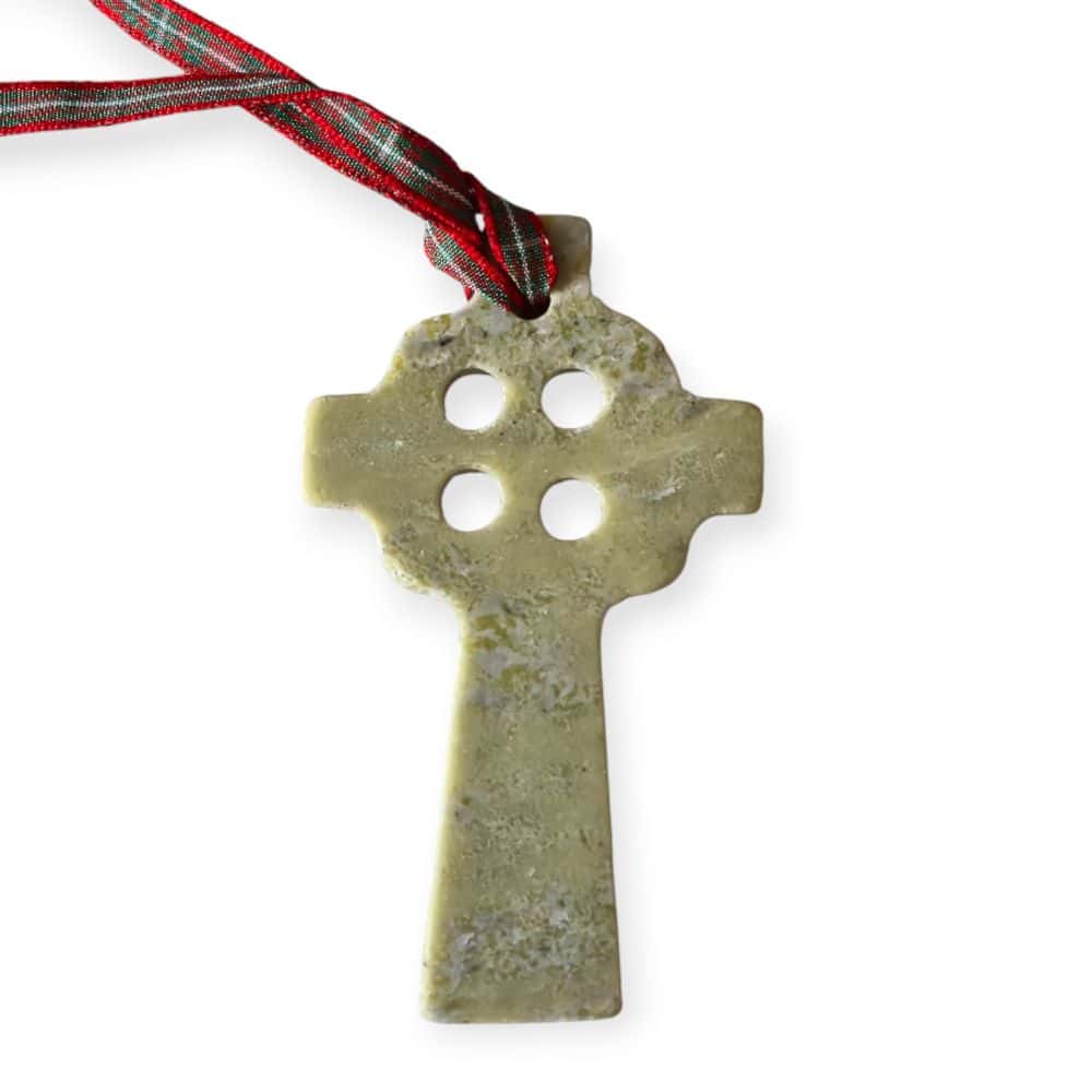 Connemara Marble Celtic Cross Christmas Ornament – Handmade in Ireland - Accessories