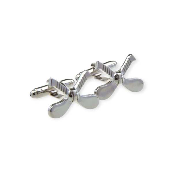 Irish Hurley Cufflinks - Rhodium Finished Crossed Hurls - Irish Gifts - Image 1