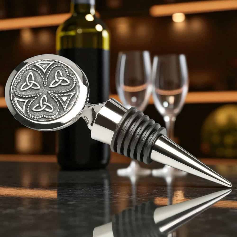 Shamrock Trinity Wine Stopper – Handmade in Ireland by Mullingar Pewter - Accessories