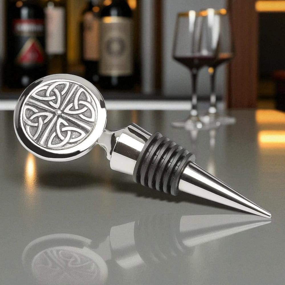 Four Trinity Knots Wine Stopper – Handmade Irish Pewter - Accessories
