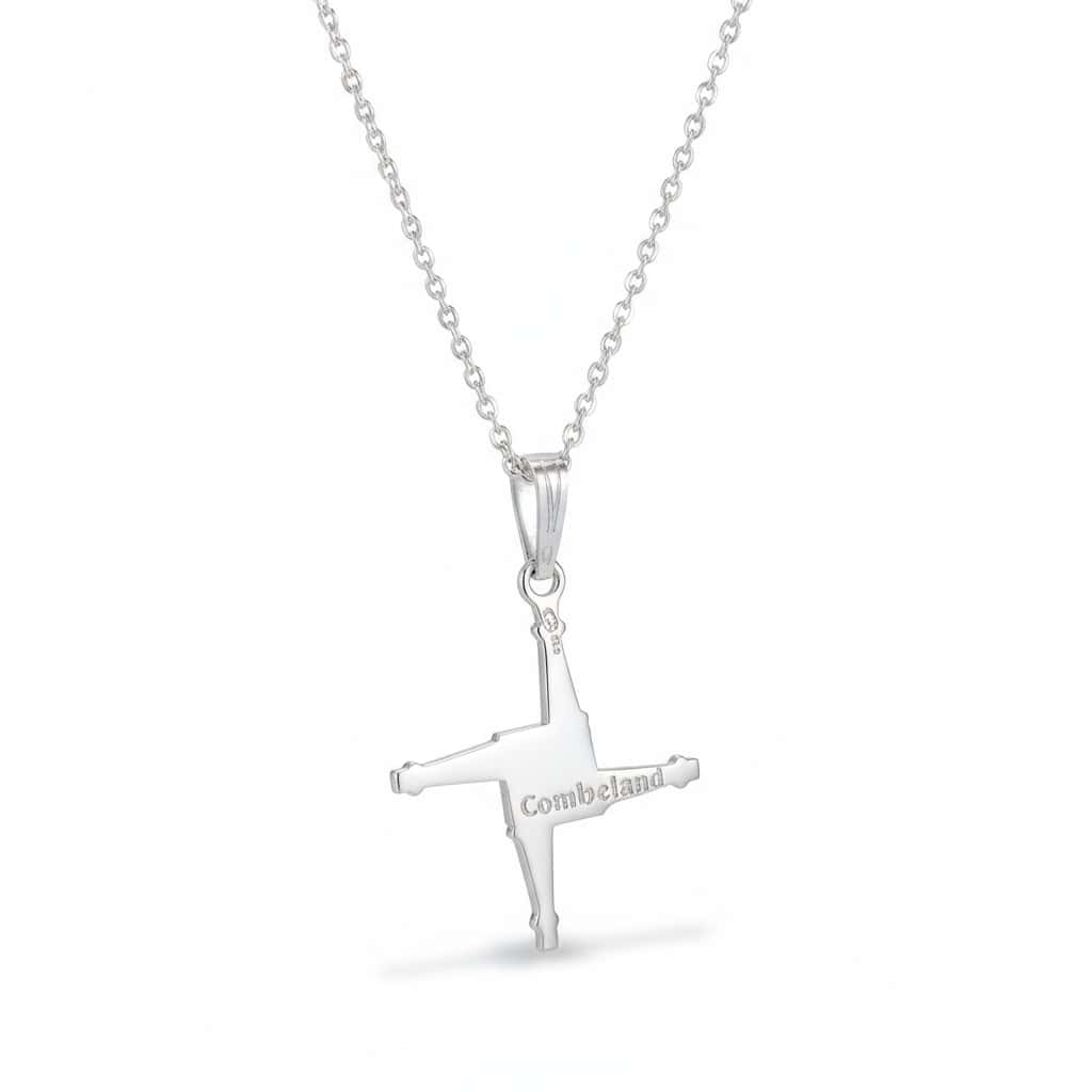 Sterling Silver St. Brigid’s Cross Necklace – 18” Chain - Irish Gifts - Image 1