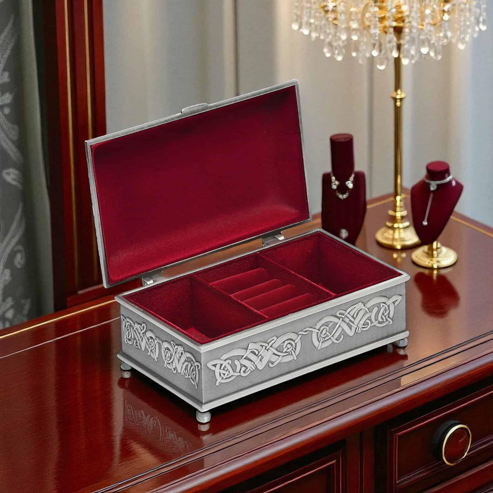 Large Claddagh Jewellery Box – Mullingar Pewter - Irish Gifts - Image 1