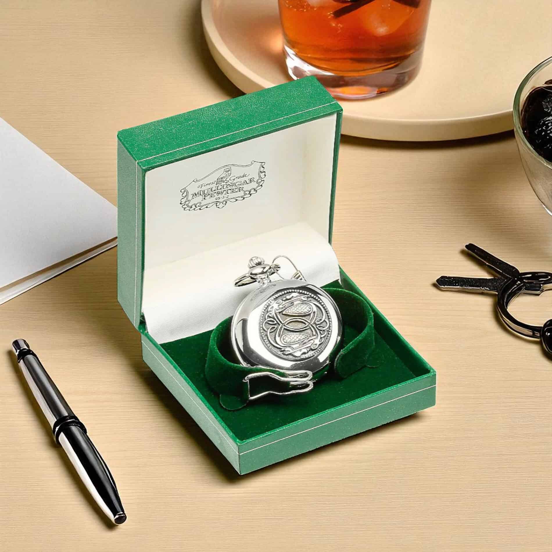 Mullingar Pewter Pocket Watch – Celtic Birds Design - Irish Gifts