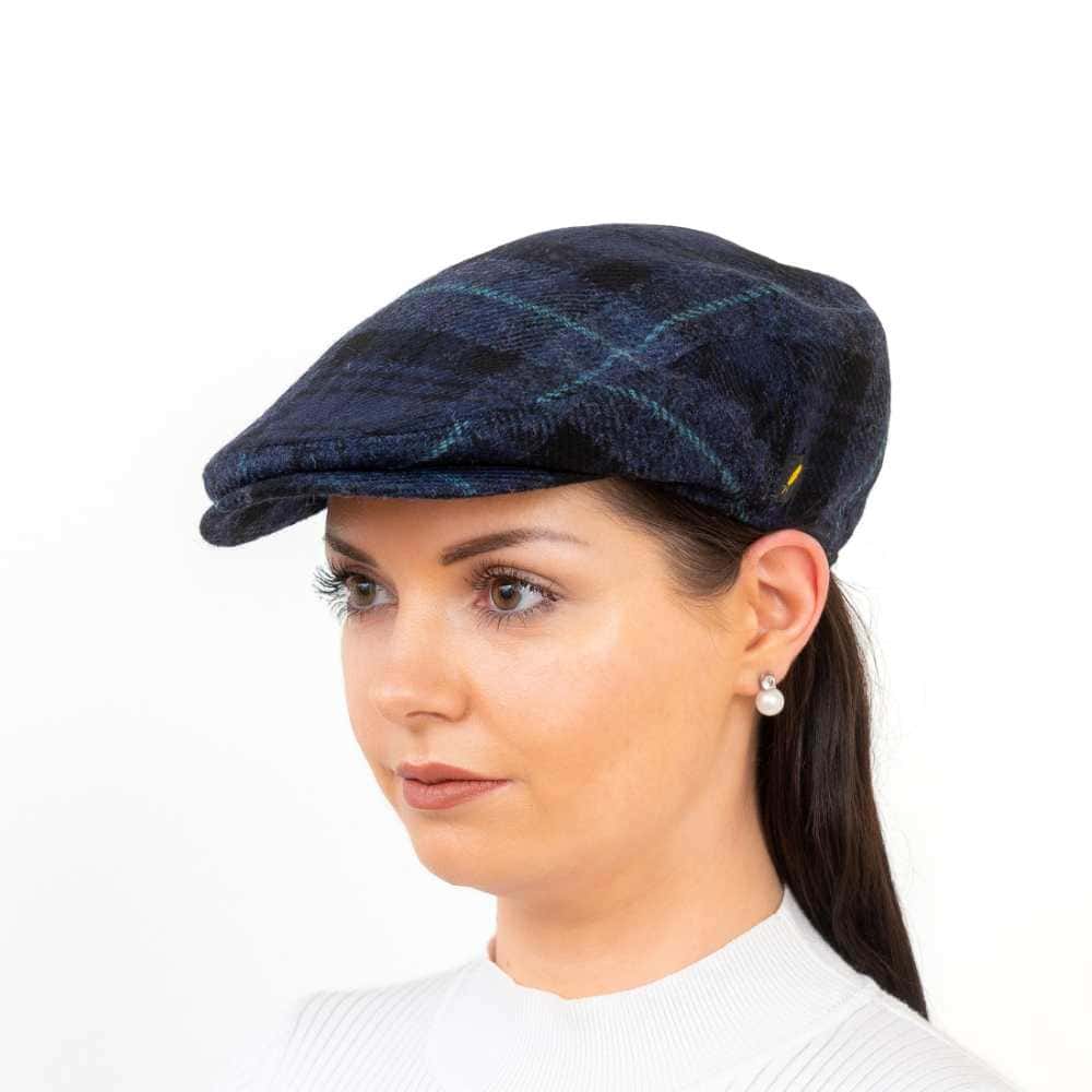 Aran Irish Tweed Cap – Sky Check Stretch Fit - Hats | Caps | Clothing