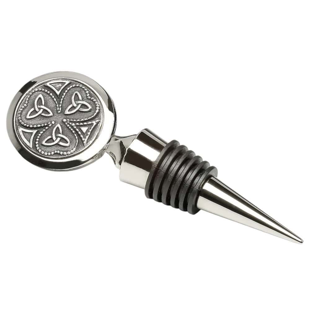 Shamrock Trinity Wine Stopper – Handmade in Ireland by Mullingar Pewter - Accessories - Image 1