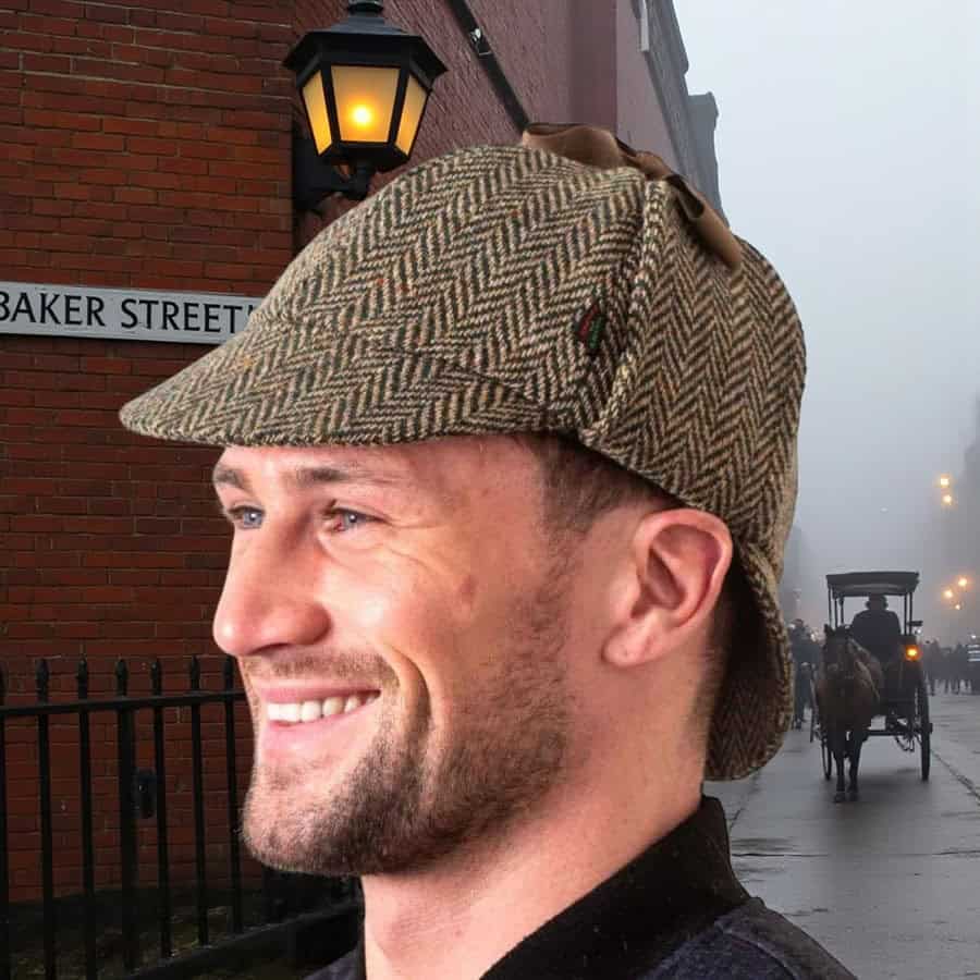 Deerstalker Sherlock Holmes Hat - Green Donegal Tweed - Hats | Caps | Clothing