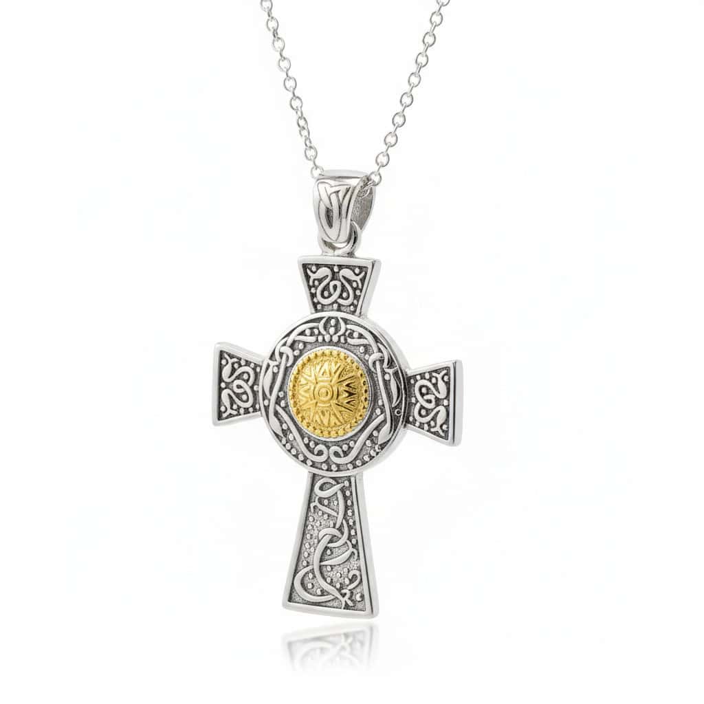 Sterling Silver Celtic Cross - Gold-Plated Dome – Ardagh Chalice - Irish Gifts
