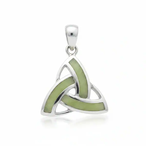 Sterling Silver Trinity Pendant with Connemara Marble – 18” Chain - Connemara Marble