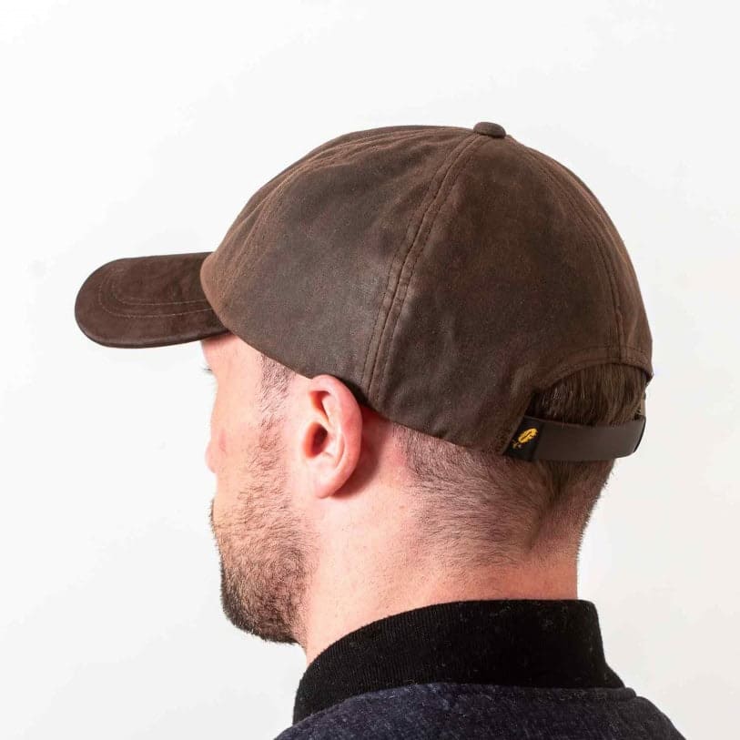 Brown Waxed Cotton Baseball Cap with Leather Peak - Baseball Caps - Image 1