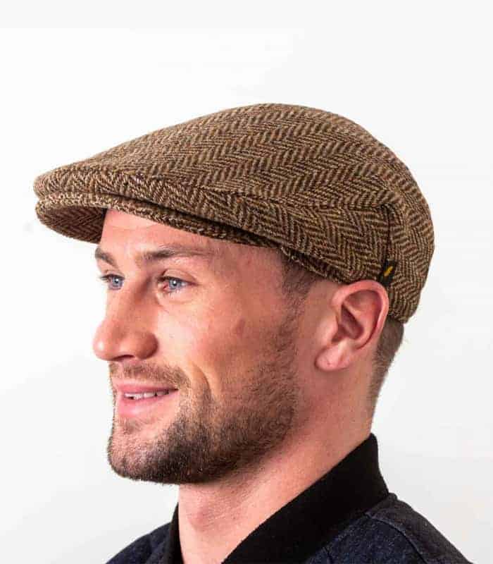 Donegal Tweed Flat Cap - Brown Herringbone - Donegal Tweed