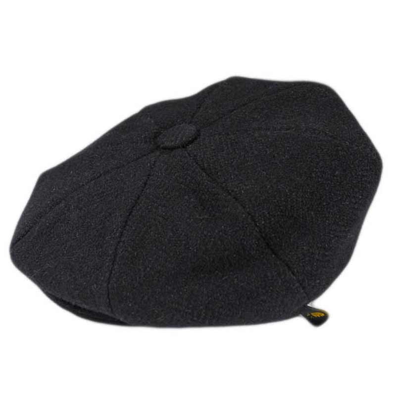 Donegal Tweed Newsboy 8 Panel Cap - Solid Black - Donegal Tweed - Image 4