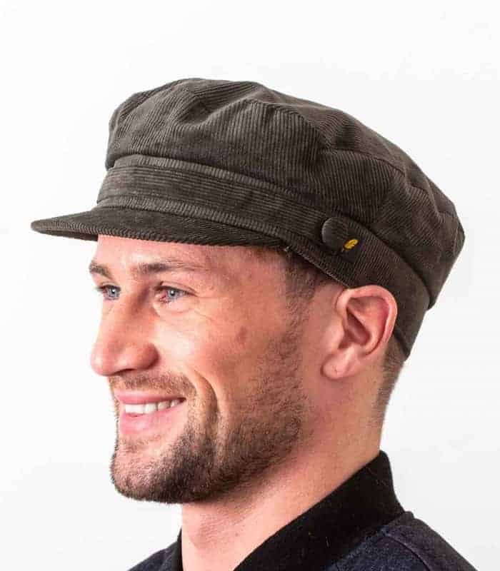 Olive Green Corduroy Skipper Cap - Hatman of Ireland - Hats | Caps | Clothing