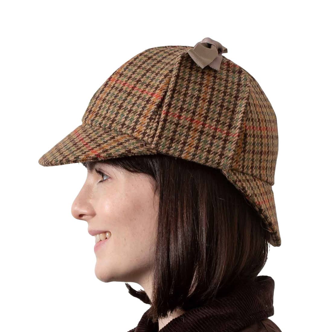 Sherlock Holmes Deerstalker Hat – Brown Houndstooth Tweed - Hats | Caps | Clothing - Image 1