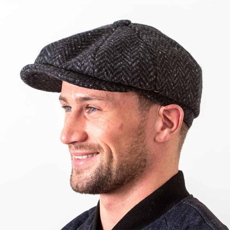 Donegal Tweed Newsboy Cap - Dark Charcoal Scholar - Donegal Tweed