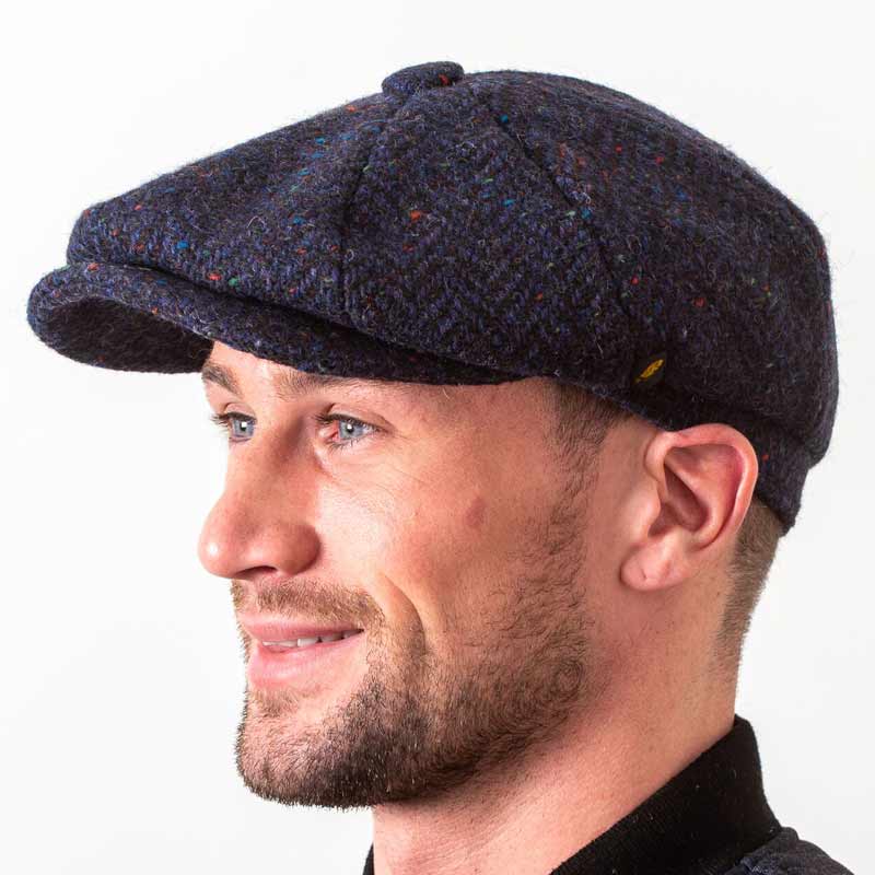 Donegal Tweed Newsboy Cap - Navy Herringbone - Scholar - Donegal Tweed - Image 1