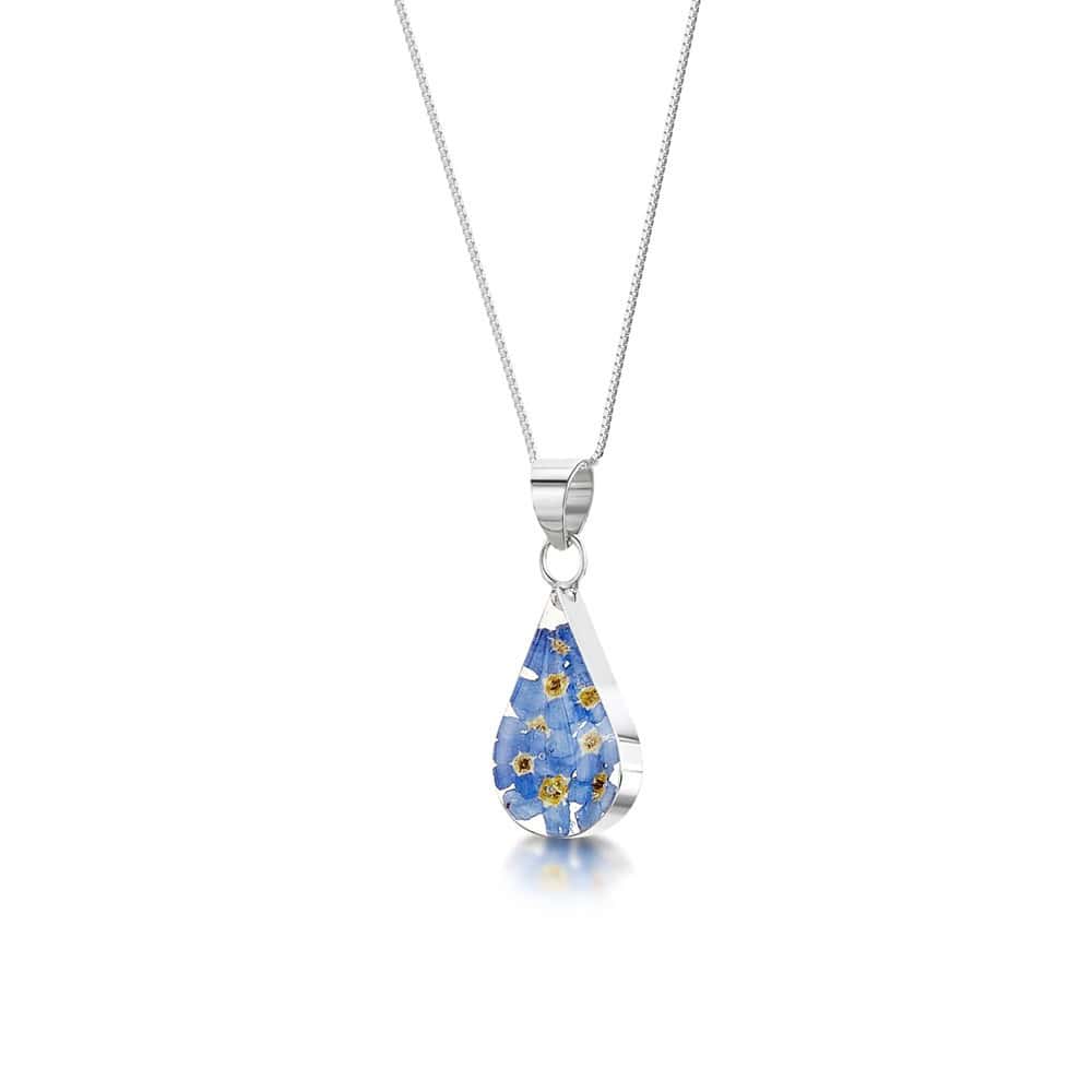 Shrieking Violet Forget-Me-Not Pendant – Silver Teardrop Design - Irish Gifts