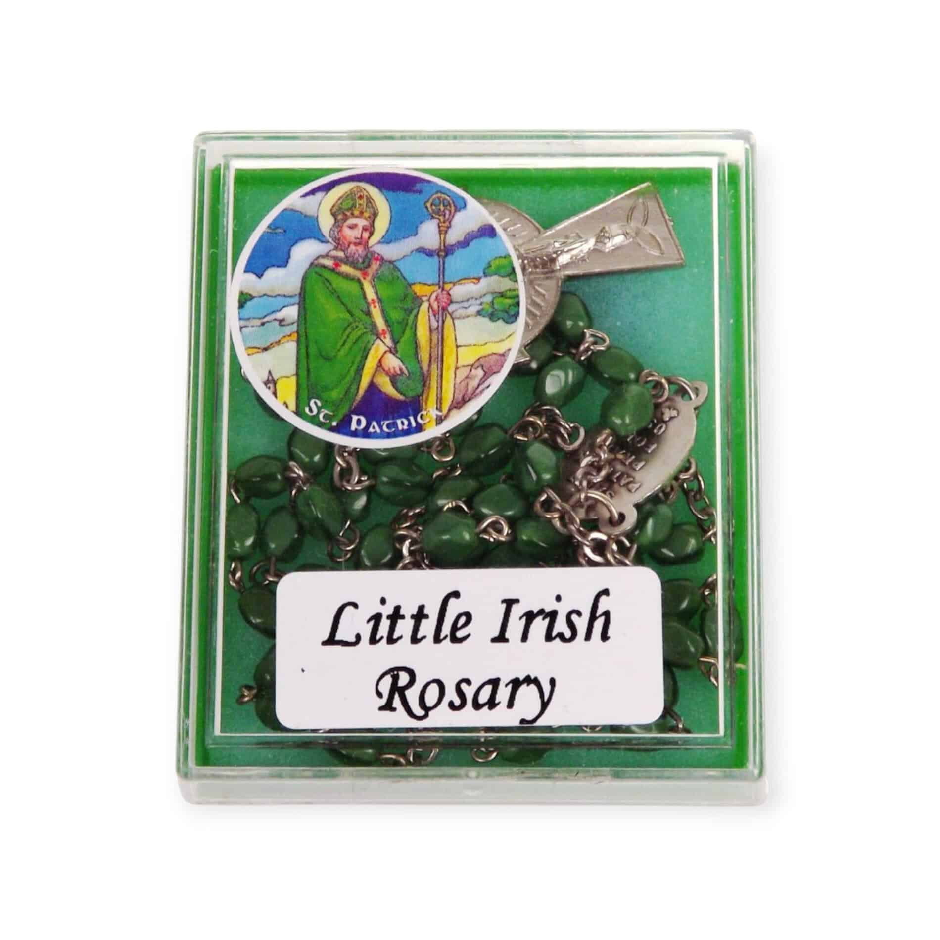 Resin Bead Rosary with Celtic Cross & St Patrick Medal - Connemara Marble Religious Items - Image 1