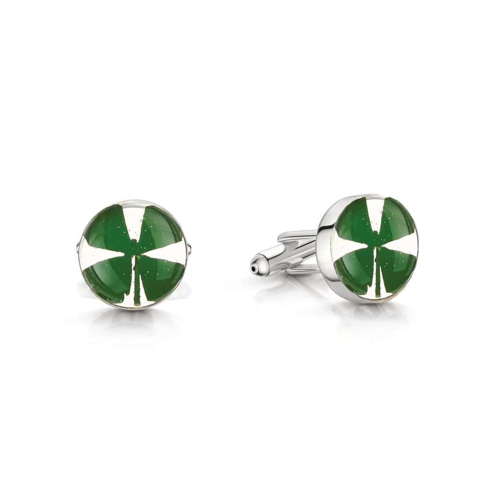 Four-Leaf Clover Cufflinks – Sterling Silver by Shrieking Violet - Irish Gifts
