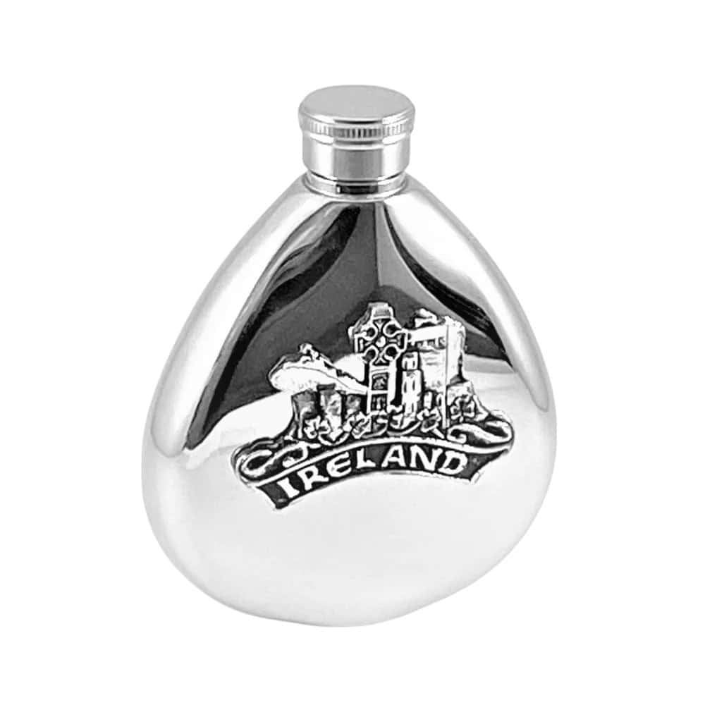 Irish Icons Hip Flask – 6oz Mullingar Pewter Stainless Steel - Irish Bar/Guinness - Image 1