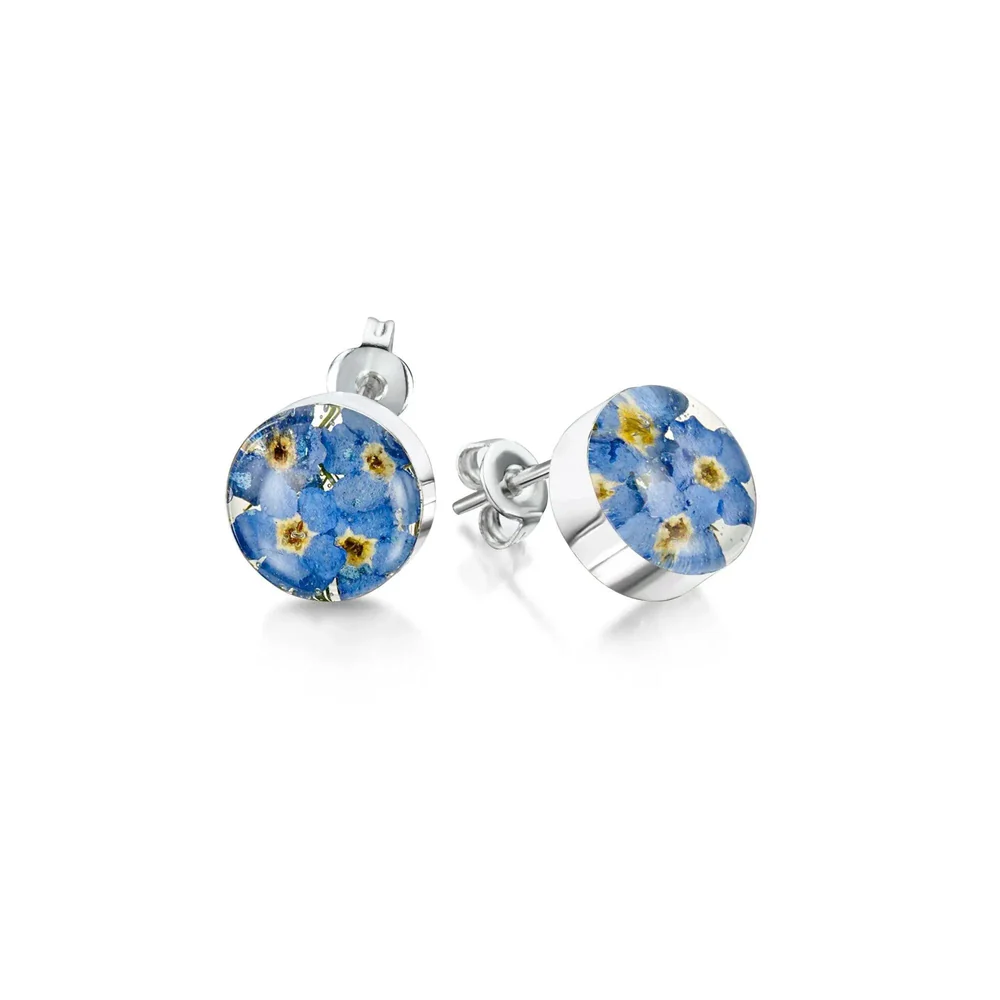 Forget-Me-Not Silver Stud Earrings – Circle Design - Confirmation Gifts