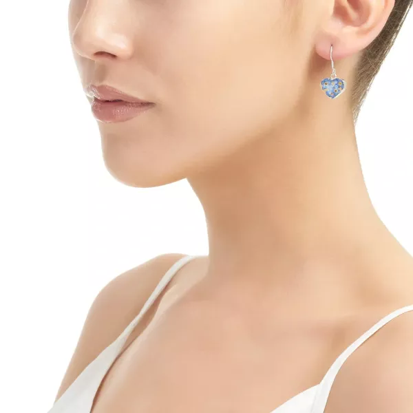Forget-Me-Not Silver Drop Earrings – Heart Design - Irish Gifts - Image 1