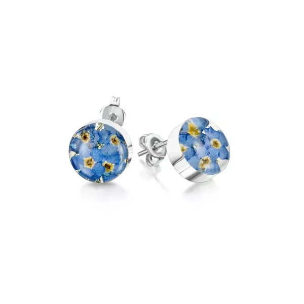 Forget-Me-Not Silver Stud Earrings – Circle Design - Confirmation Gifts