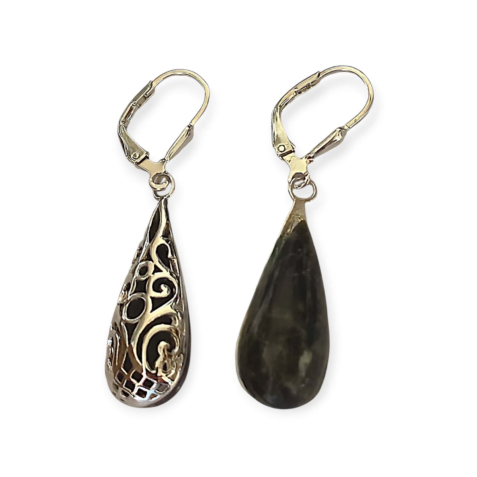 Connemara Marble Silver Drop Earrings - Connemara Marble - Image 6