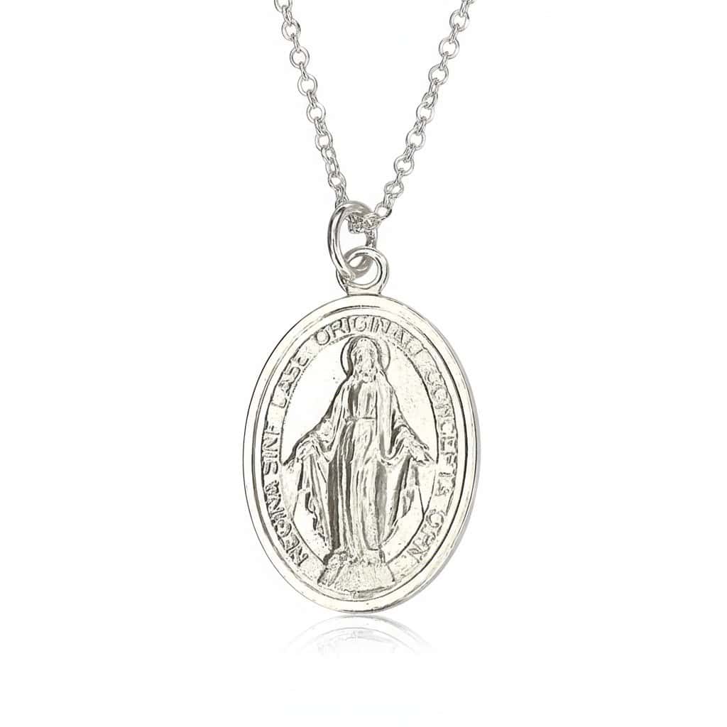 Silver Miraculous Medal Pendant Necklace – Catholic Gift of Faith - Irish Gifts
