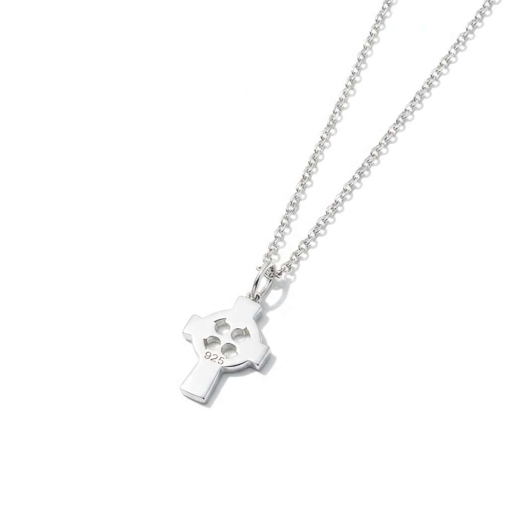 Sterling Silver Child’s Celtic Cross Necklace – 18” Chain - Irish Gifts - Image 1
