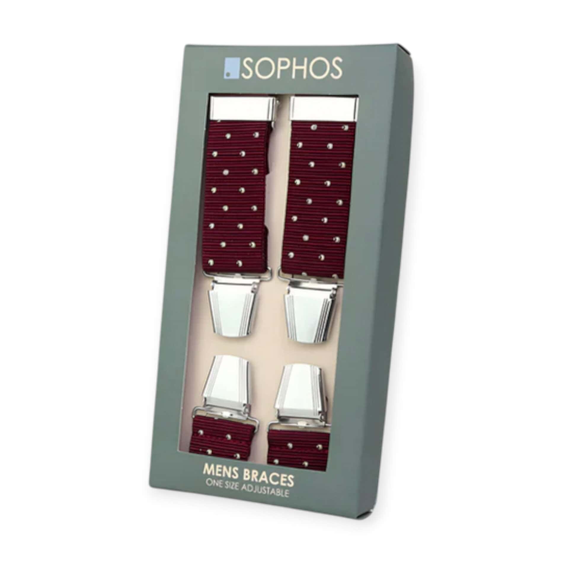 Red Polka Dot Trouser Braces – Adjustable Clip-On Suspenders for Men & Women - Grandfather Shirts - Image 1