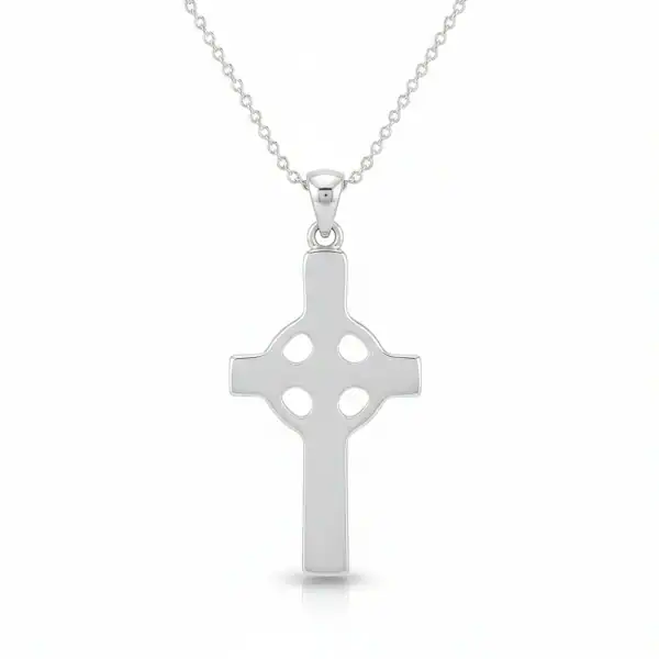 Sterling Silver Celtic Cross Necklace – Medium Size, Made in Ireland - Irish Gifts - Image 1