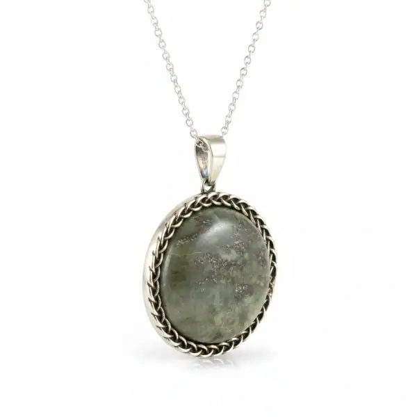 Connemara Marble Sterling Silver Round Pendant - Connemara Marble
