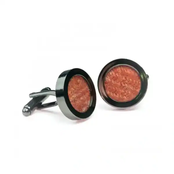 Donegal Tweed Cufflinks – Lichen Orange - Irish Gifts