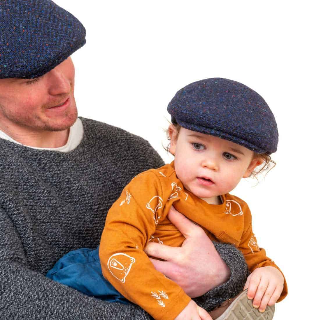 Navy Herringbone Kerry Tweed Child’s Cap - Hats | Caps | Clothing
