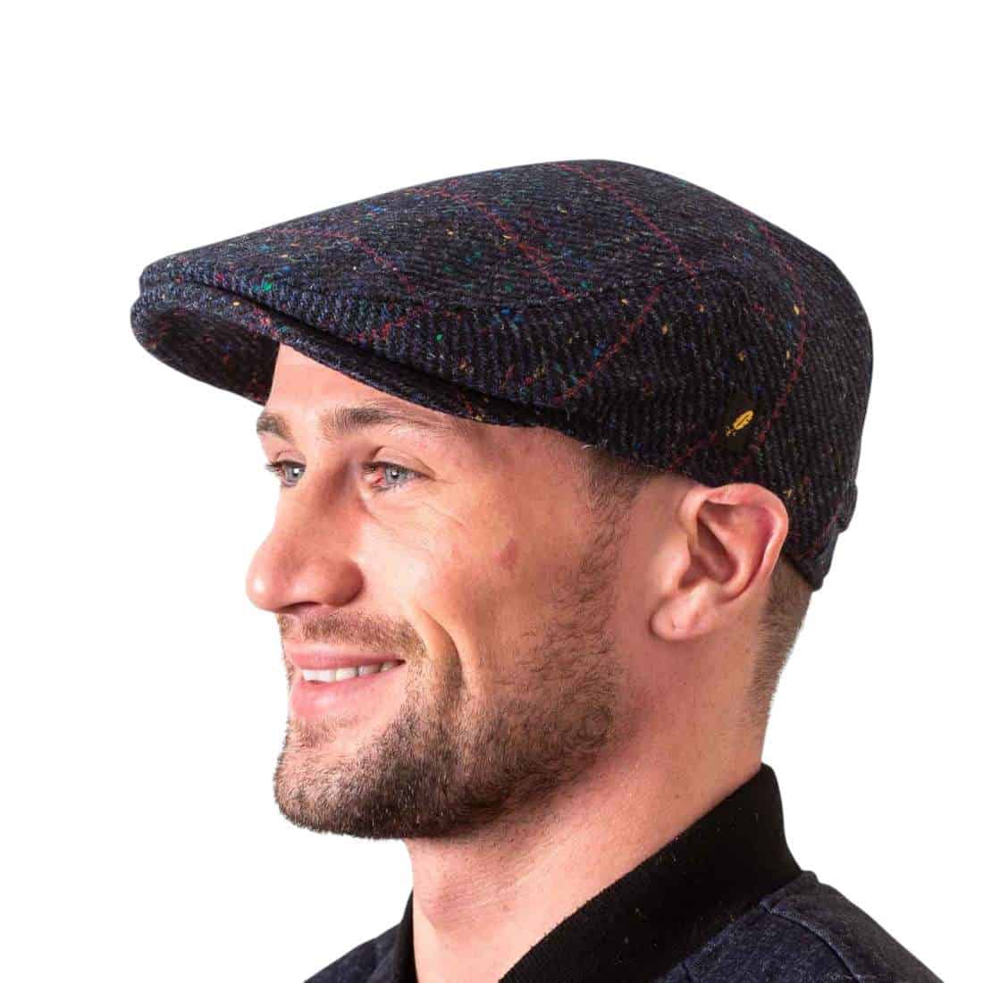 Navy Overcheck Donegal Tweed Dubliner Cap - Donegal Tweed