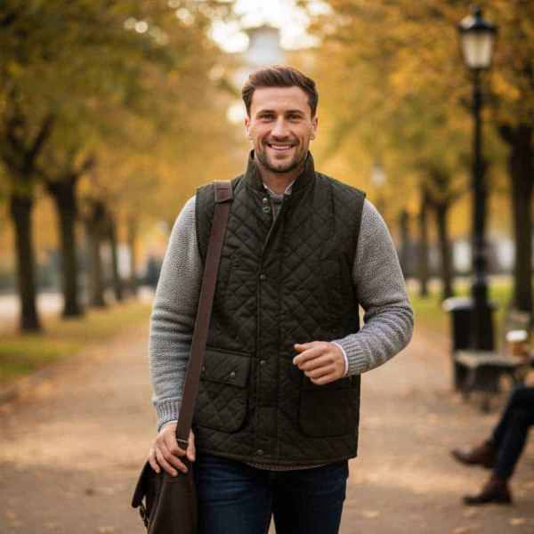 Men’s Waxed Gilet – Green Wax | Classic Country Bodywarmer - Clothing Collection