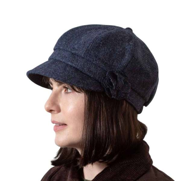 Shannon Women’s Cap – Navy Herringbone Tweed - Hats | Caps | Clothing