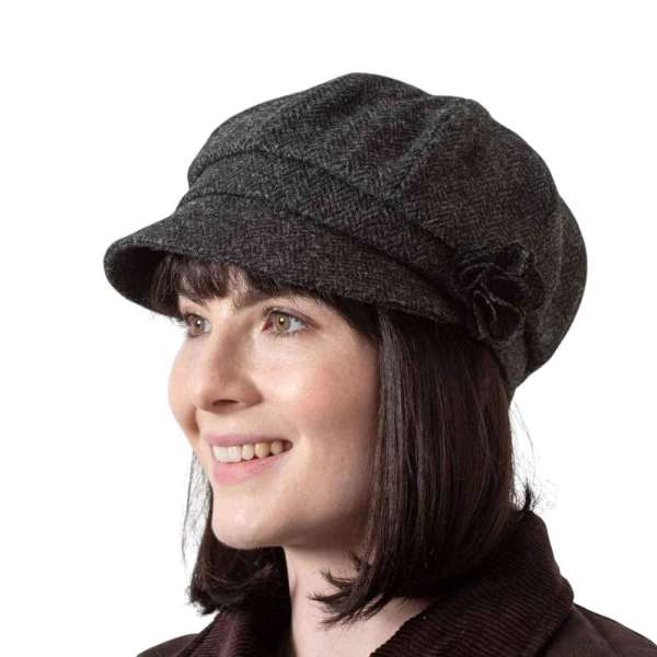 Shannon Women’s Cap – Charcoal Herringbone Tweed - Hats | Caps | Clothing