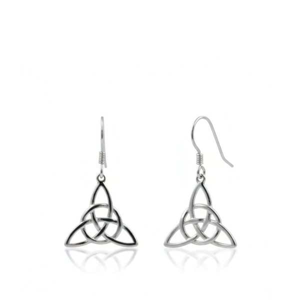 Sterling Silver Trinity Knot Drop Earrings with Circle - Irish Gifts