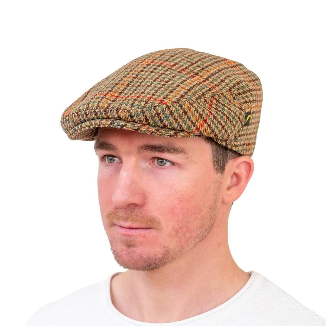Brown Houndstooth Yorkshire Tweed Flat Cap | Dubliner Style - Hats | Caps | Clothing