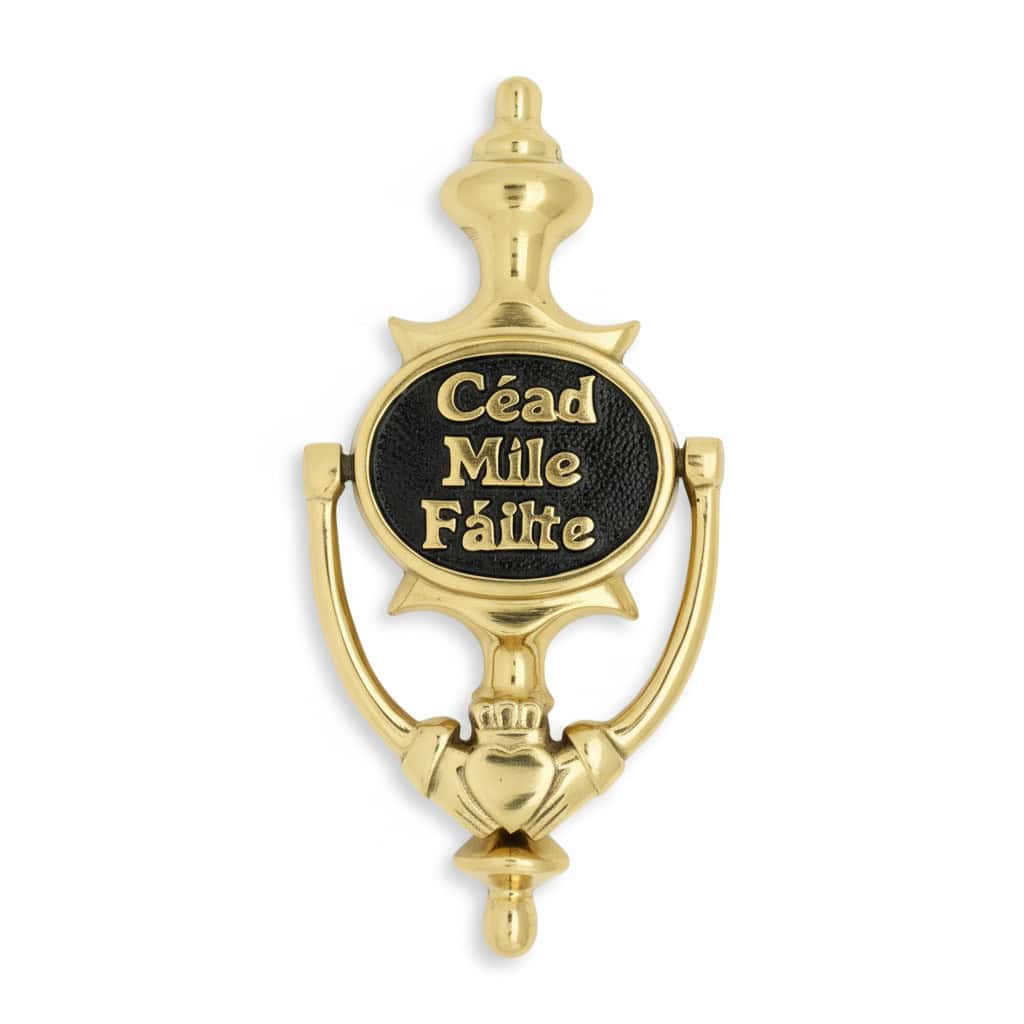 Brass Claddagh Door Knocker – “Céad Míle Fáilte” Design - Irish Bar/Guinness