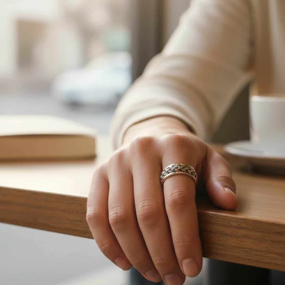 Sterling Silver Celtic Knot Spinner Ring – 8 mm Band - St Patricks Day - Image 1