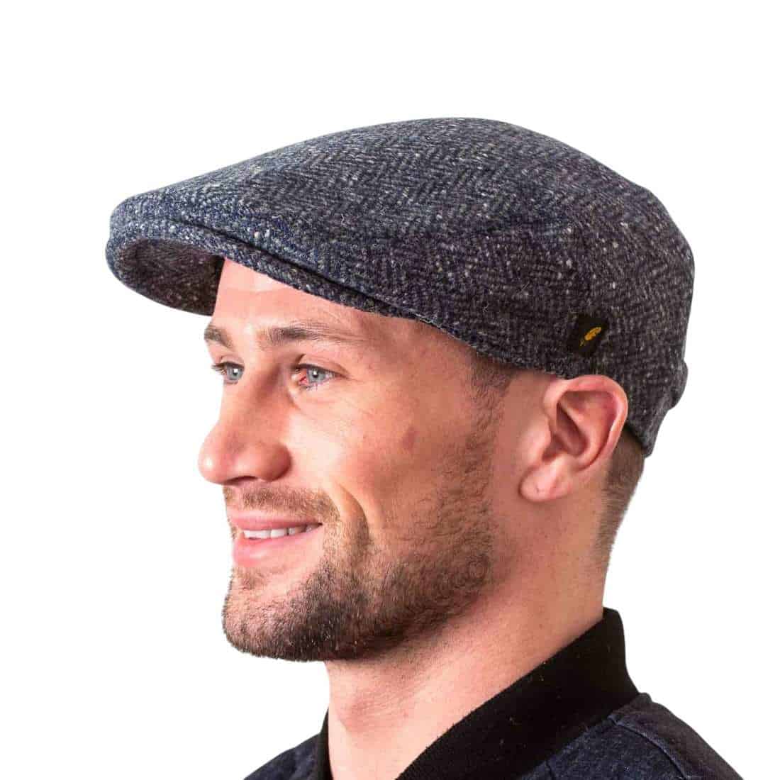 Denim Blue Donegal Tweed Dubliner Cap - Donegal Tweed
