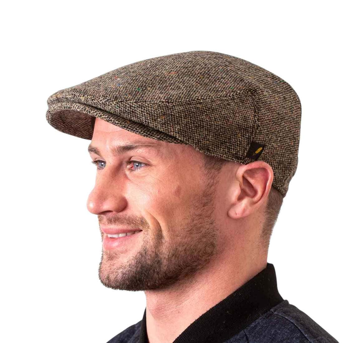 Brown Salt & Pepper Donegal Tweed Dubliner Cap - Donegal Tweed