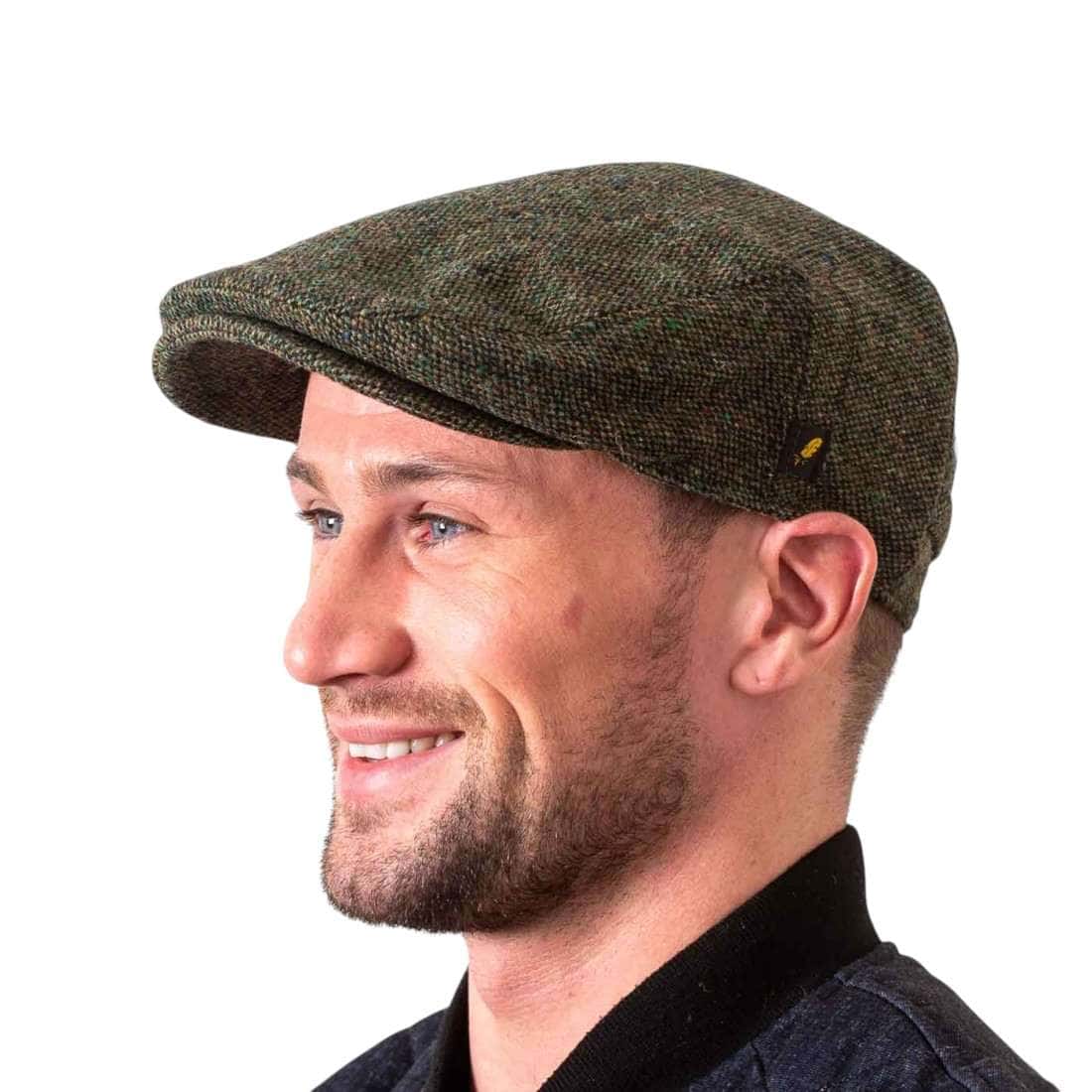 Green Salt & Pepper Donegal Tweed Dubliner Cap - Donegal Tweed