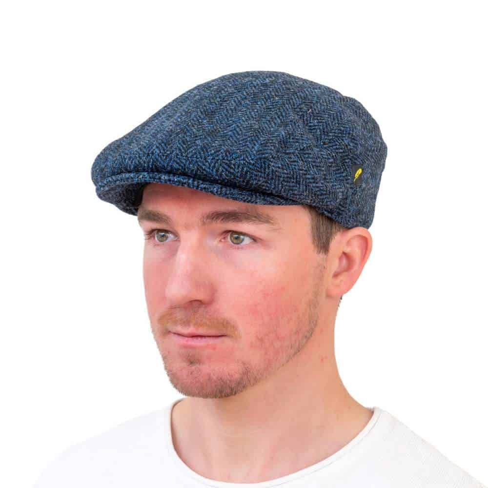Harris Tweed Flat Cap – Blue Herringbone - Hats | Caps | Clothing