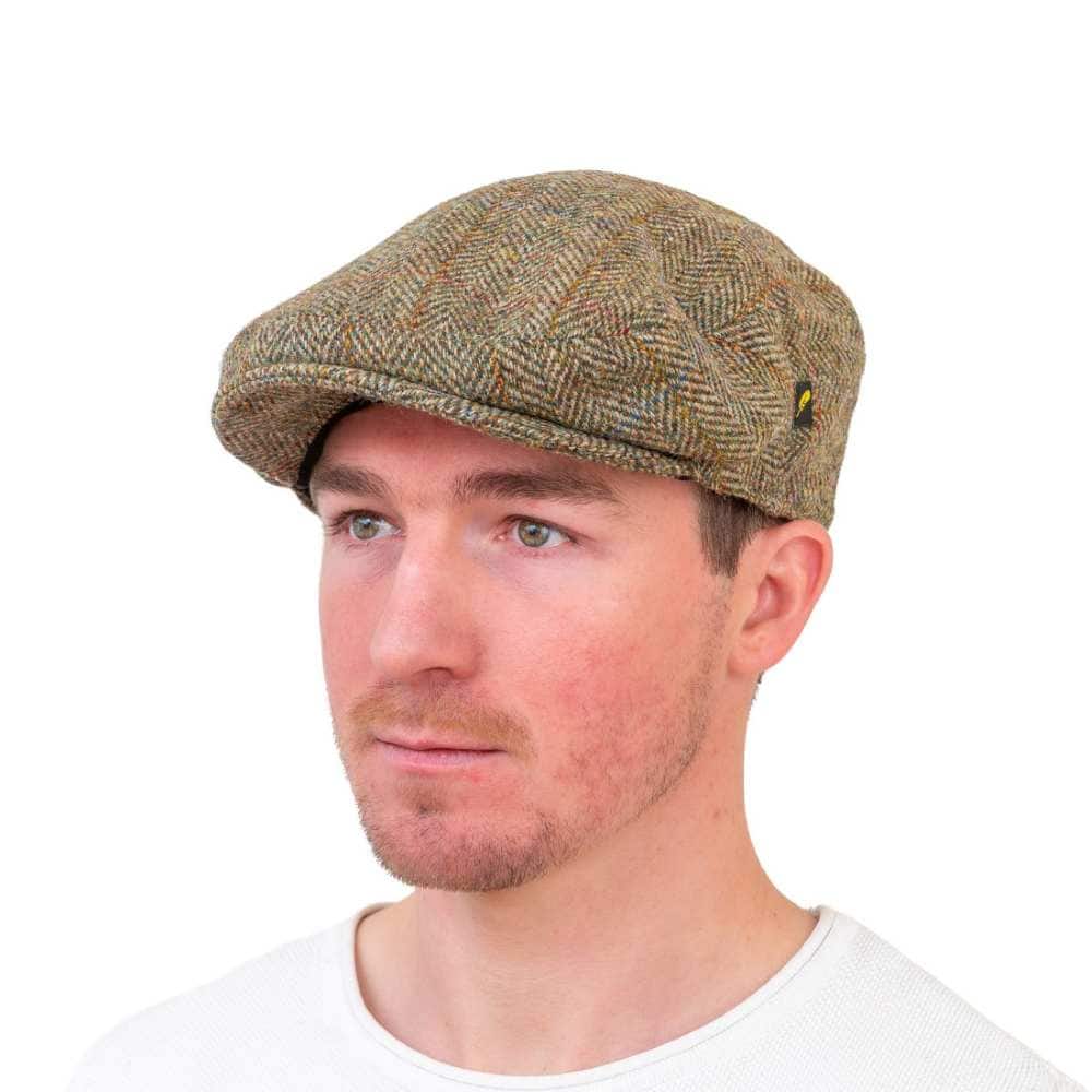Harris Tweed Flat Cap – Green & Brown Check - Hats | Caps | Clothing