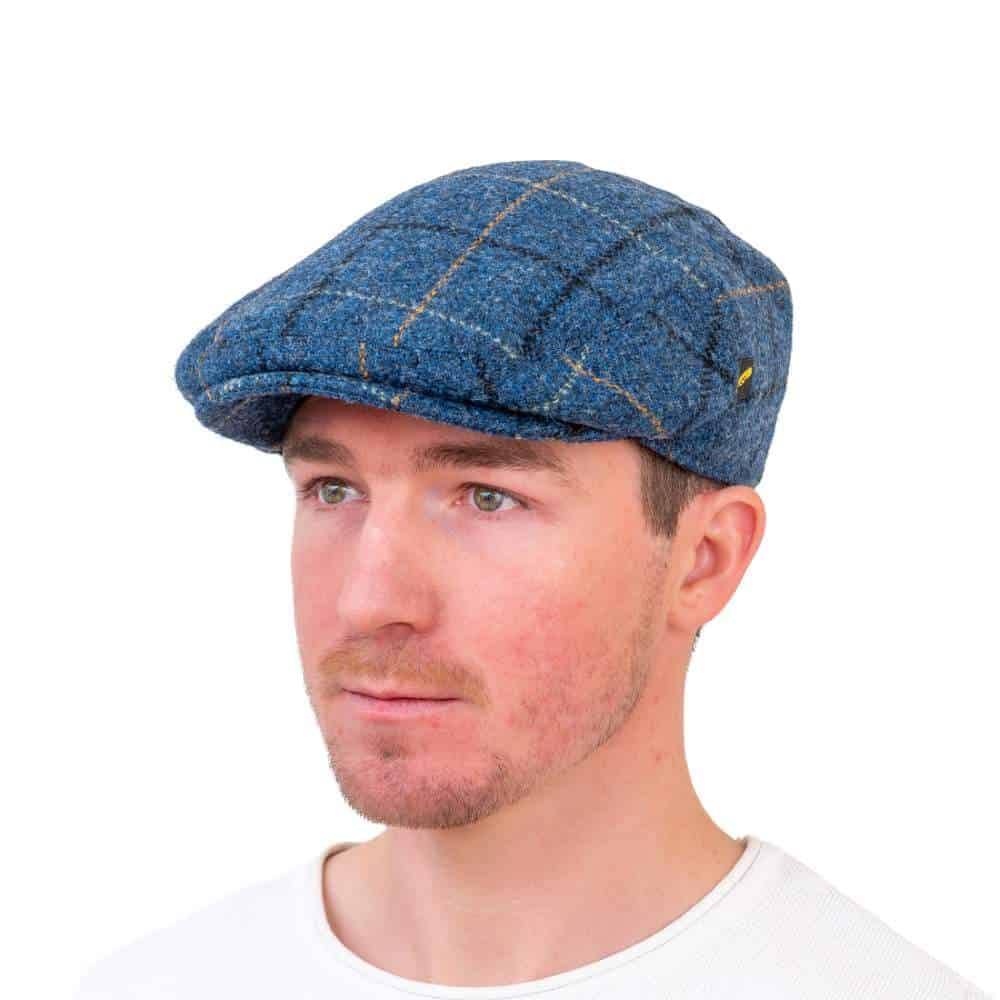 Harris Tweed Flat Cap – Blue Check - Hats | Caps | Clothing