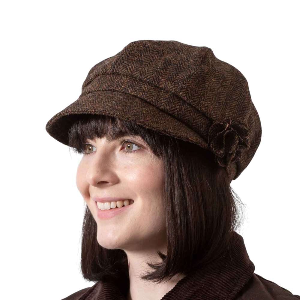 Shannon Women’s Cap – Whiskey Herringbone Tweed - Hats | Caps | Clothing
