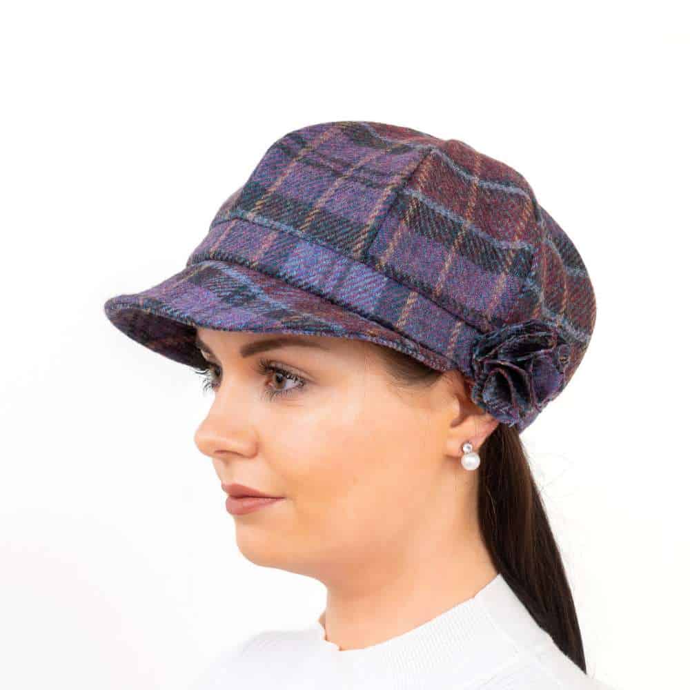 Shannon Women’s Cap – Heather Check Donegal Tweed - Hats | Caps | Clothing